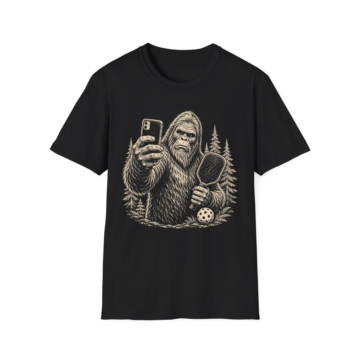 Big Foot pickleball selfie T shirt