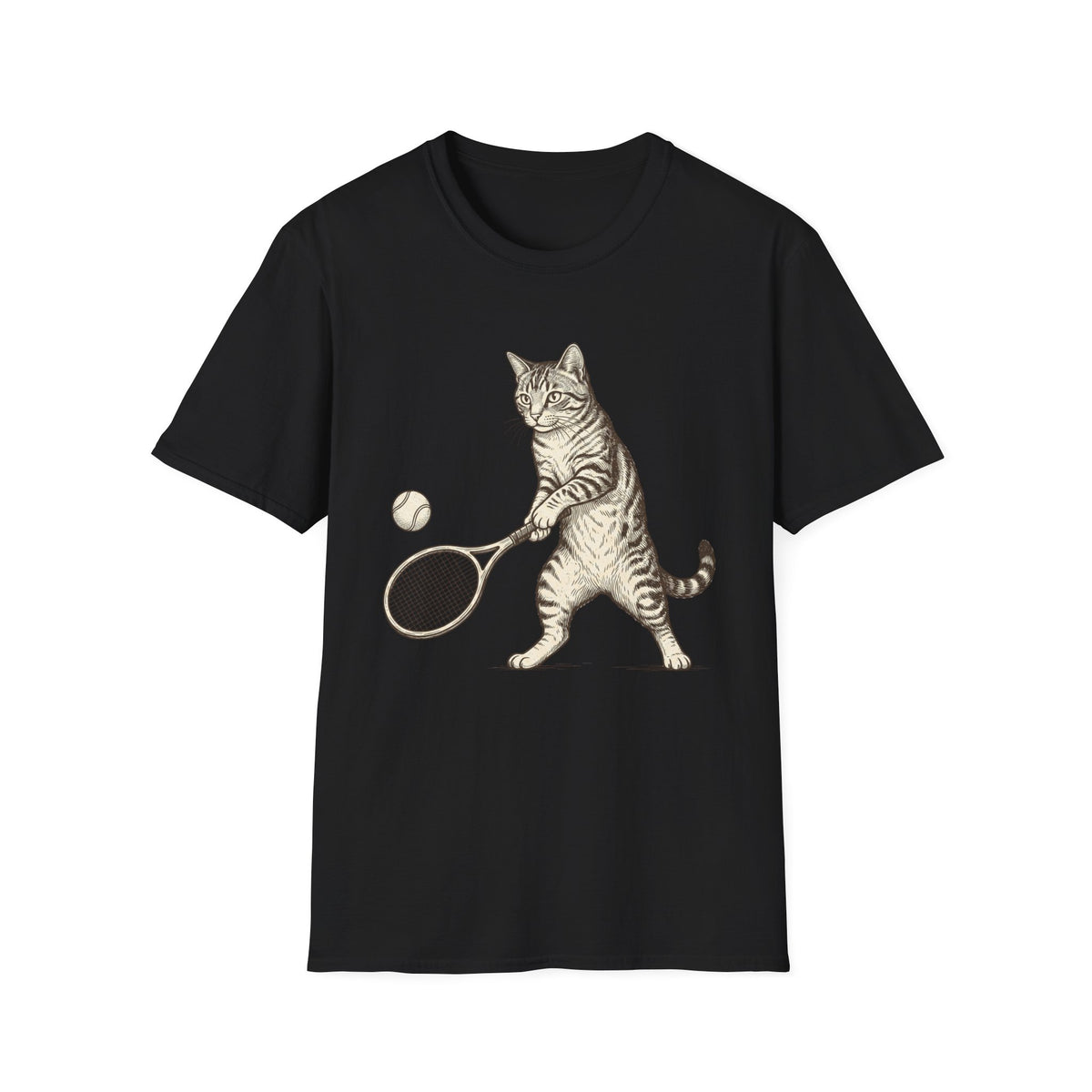 Serious Cat Tennis T shirt