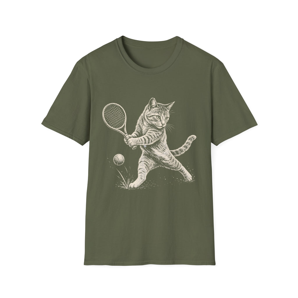 Cat Playing Tennis T Shirt