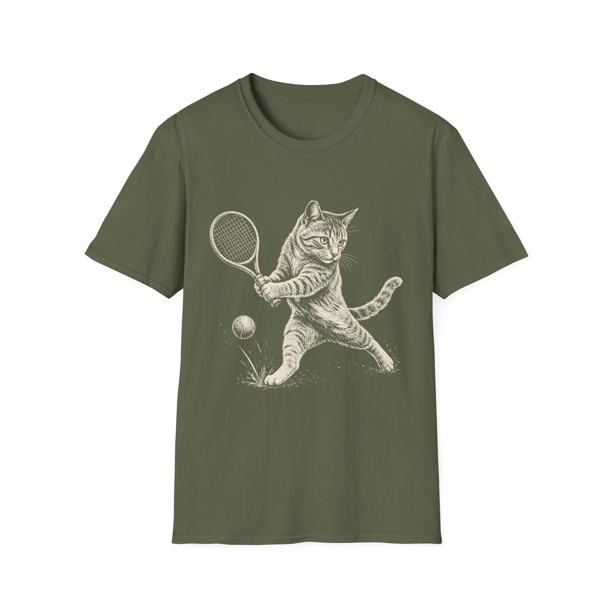 Cat Playing Tennis T Shirt